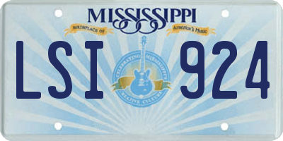 MS license plate LSI924