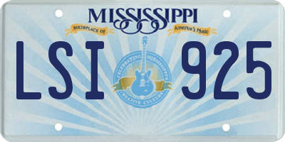 MS license plate LSI925
