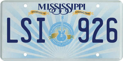 MS license plate LSI926