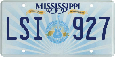 MS license plate LSI927