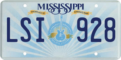 MS license plate LSI928