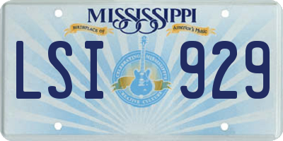 MS license plate LSI929