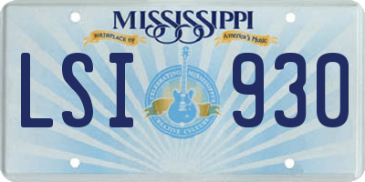 MS license plate LSI930