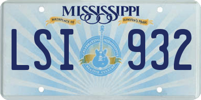 MS license plate LSI932
