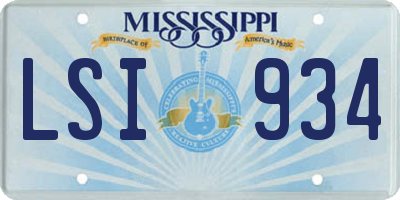 MS license plate LSI934