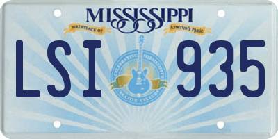 MS license plate LSI935