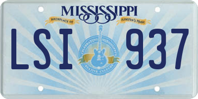 MS license plate LSI937