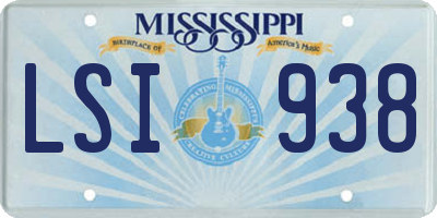 MS license plate LSI938