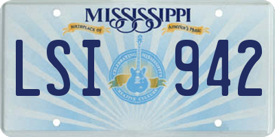 MS license plate LSI942