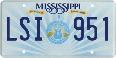 MS license plate LSI951