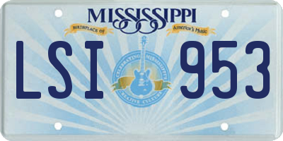 MS license plate LSI953