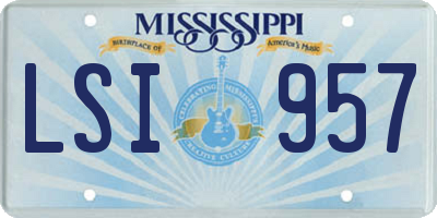 MS license plate LSI957