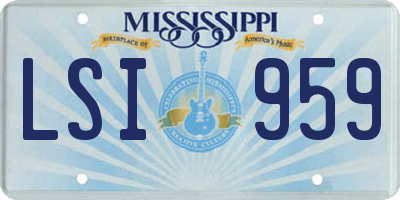 MS license plate LSI959