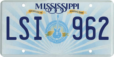 MS license plate LSI962