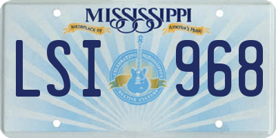 MS license plate LSI968