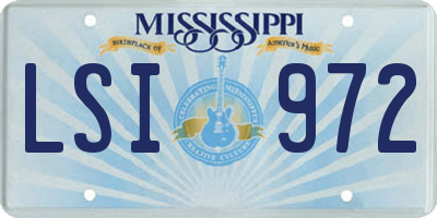 MS license plate LSI972