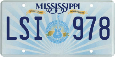 MS license plate LSI978