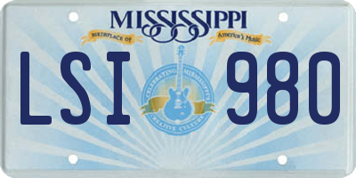 MS license plate LSI980