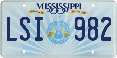 MS license plate LSI982