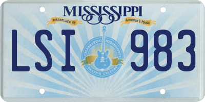 MS license plate LSI983