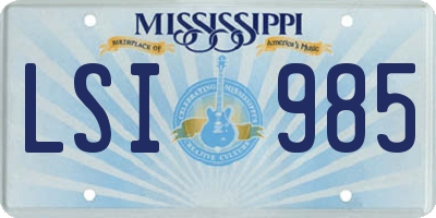 MS license plate LSI985