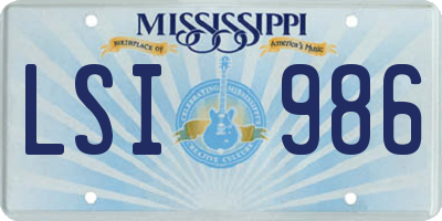 MS license plate LSI986