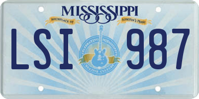 MS license plate LSI987