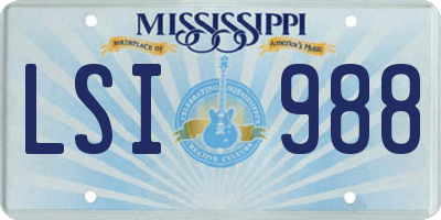 MS license plate LSI988