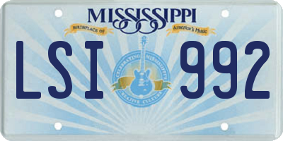 MS license plate LSI992