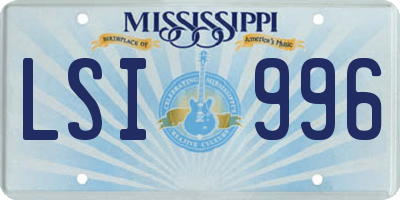 MS license plate LSI996