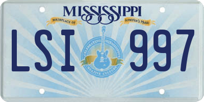 MS license plate LSI997