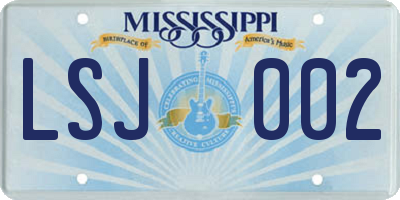 MS license plate LSJ002