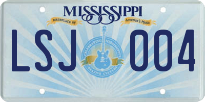 MS license plate LSJ004