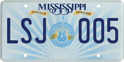 MS license plate LSJ005