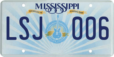 MS license plate LSJ006