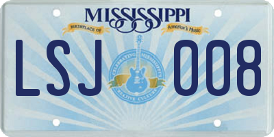 MS license plate LSJ008