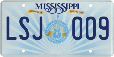 MS license plate LSJ009