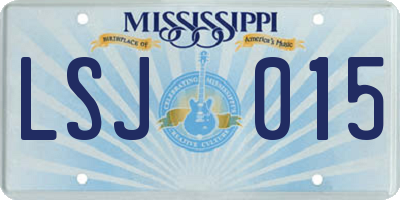 MS license plate LSJ015