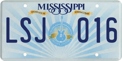 MS license plate LSJ016