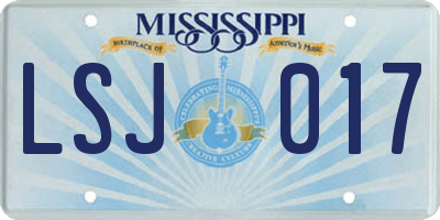 MS license plate LSJ017