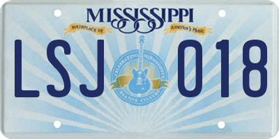 MS license plate LSJ018