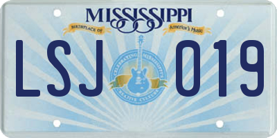 MS license plate LSJ019