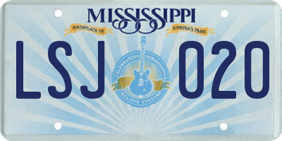 MS license plate LSJ020