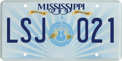 MS license plate LSJ021