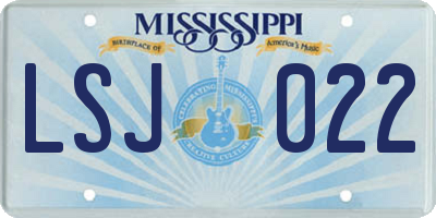 MS license plate LSJ022