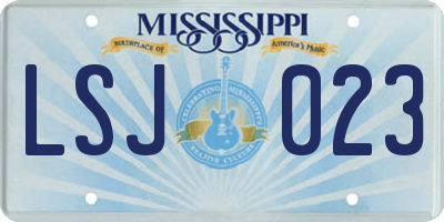 MS license plate LSJ023