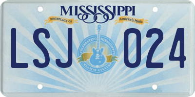 MS license plate LSJ024