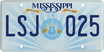 MS license plate LSJ025