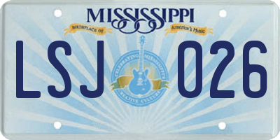 MS license plate LSJ026
