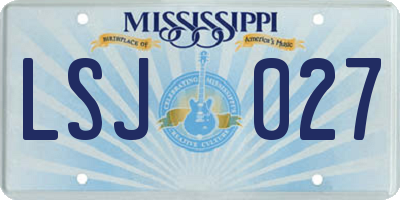 MS license plate LSJ027
